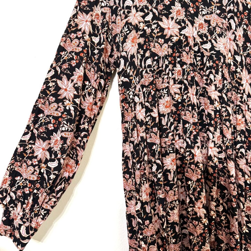 Knox Rose Floral Rayon Babydoll Dress Block Print Boho Grunge Paisley Oversized - Picture 5 of 13